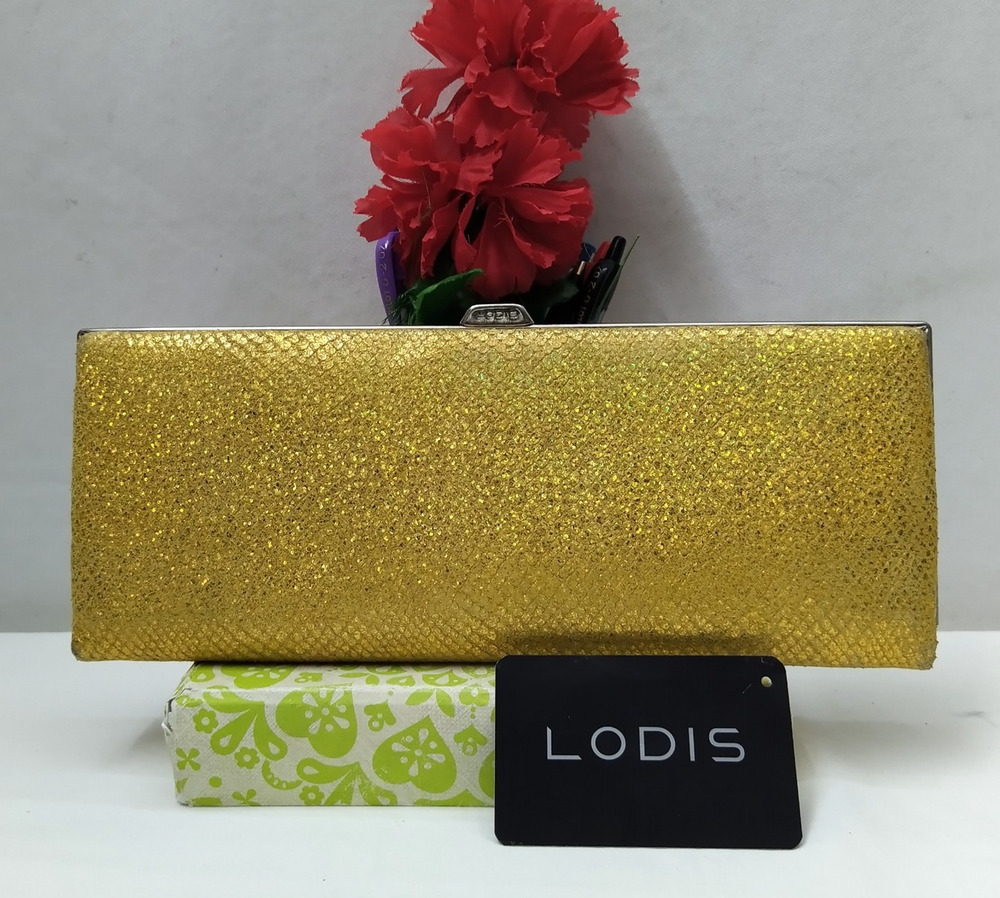 LODIS Yellow Leather Kisslock Framed Long Wallet